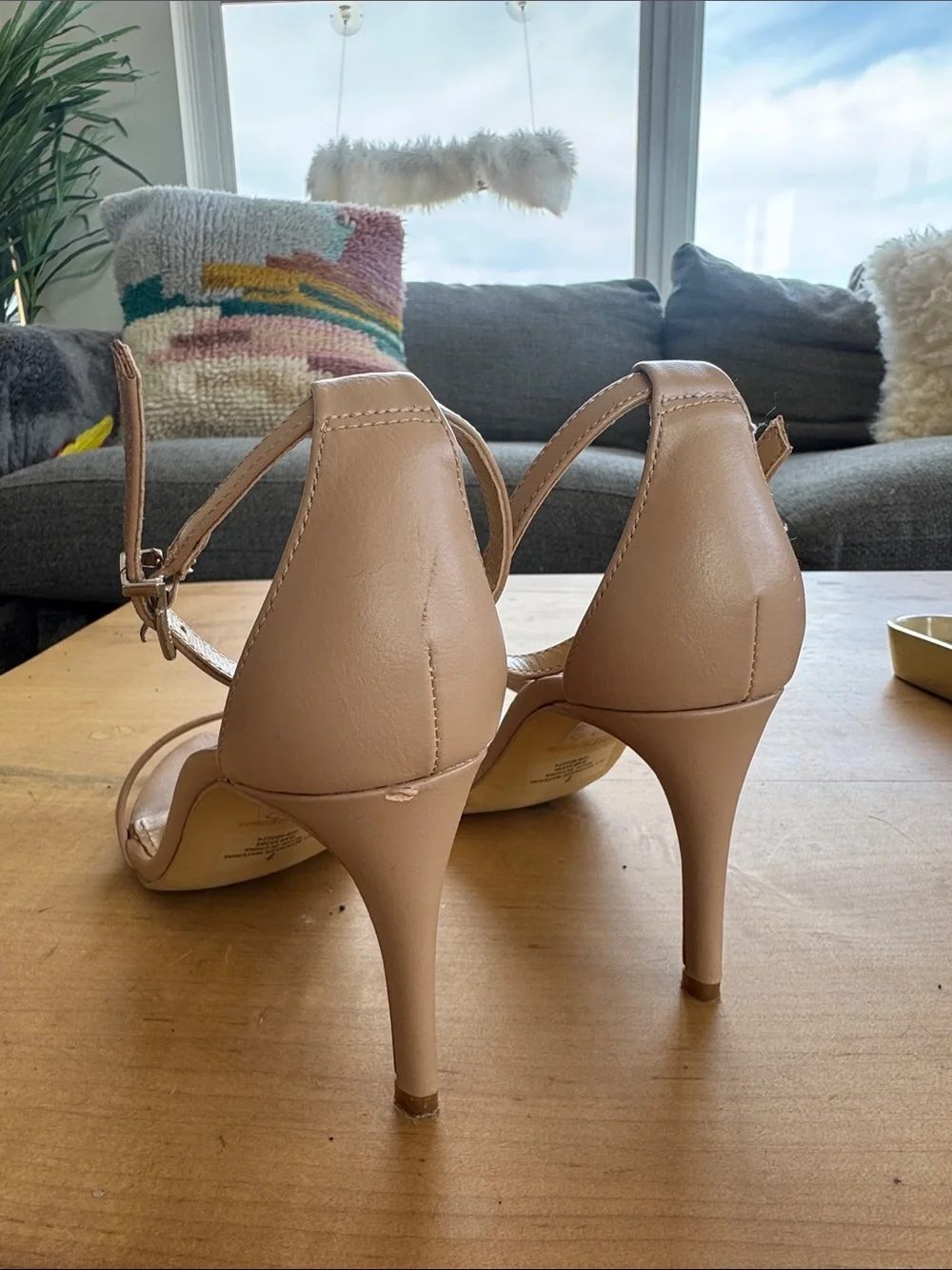 Express Nude Ankle-Strap High Heels Strappy Sandal Heels Size 7
